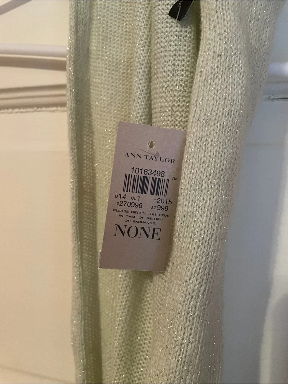 Ann Taylor Pale Sage Knit Infinity Scarf with Metallic Thread - Picture 3 of 4